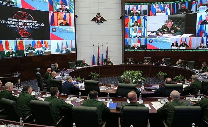 Постановка задач по проведению внезапной проверки боевой готовности (Национальный центр управления обороной, Москва)